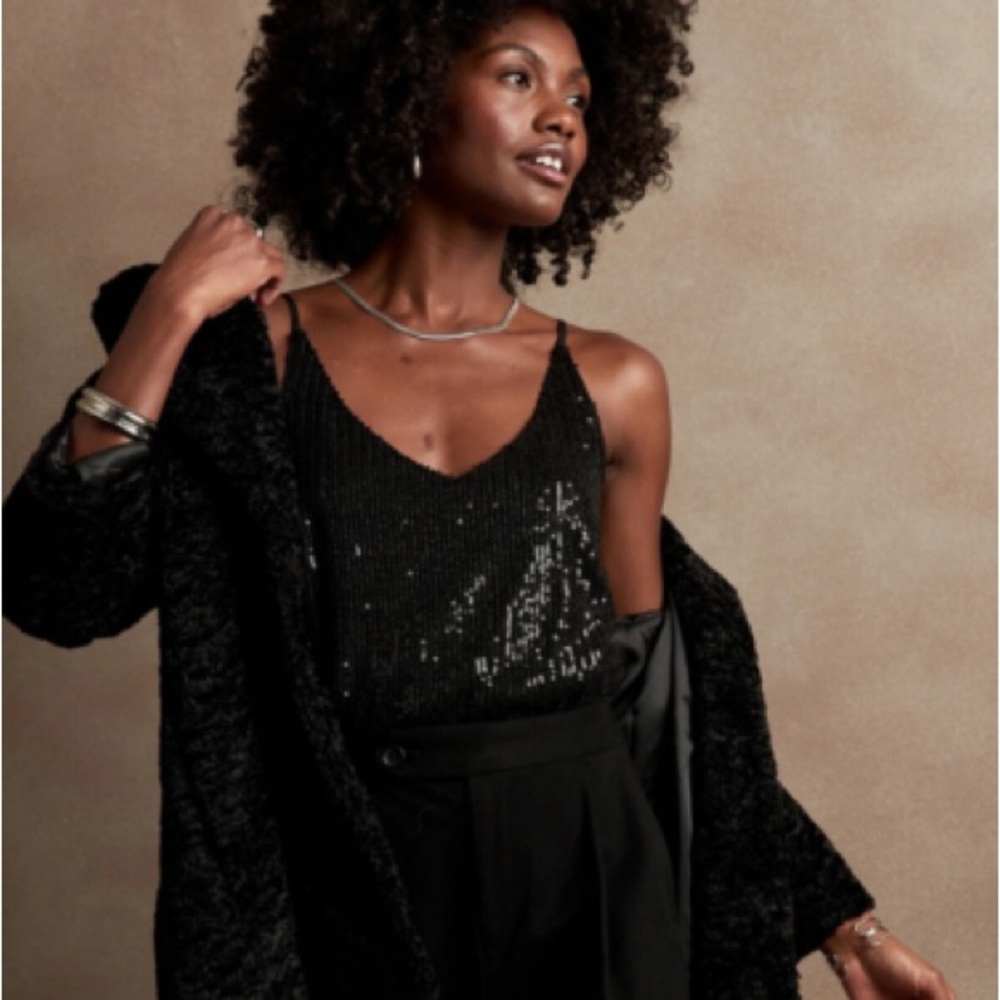NWT Black Sequined Banana Republic Camisole